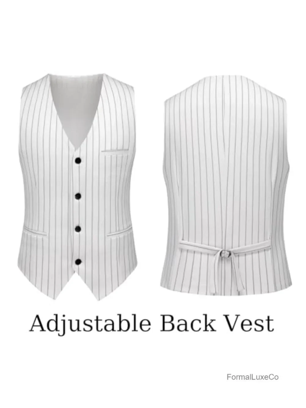 Men's 3 Piece Pinstripe Suit Slim Fit Blazer Vest Pants